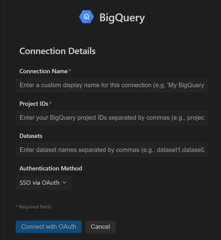 BigQuery connection