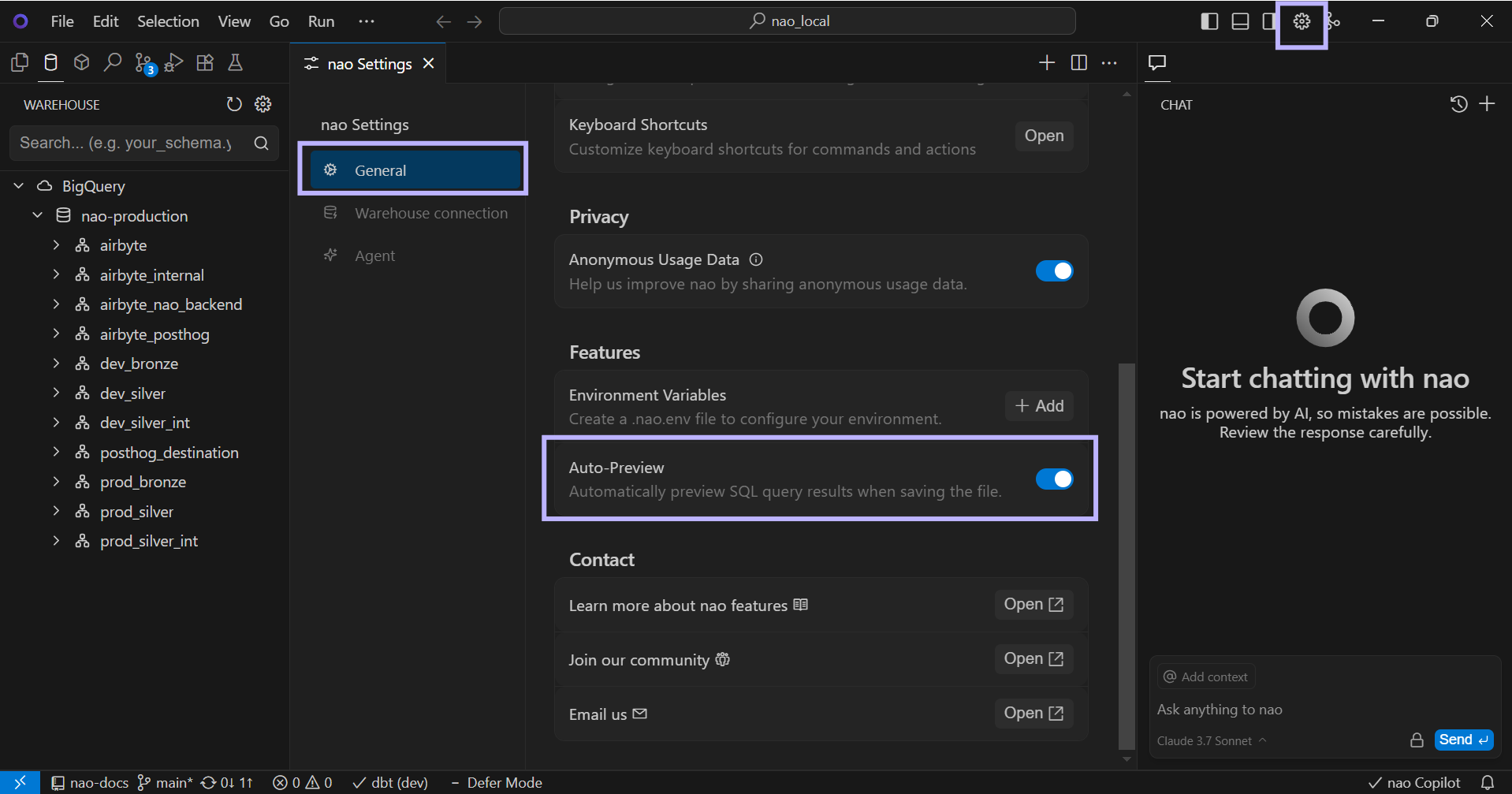 Auto-preview setting