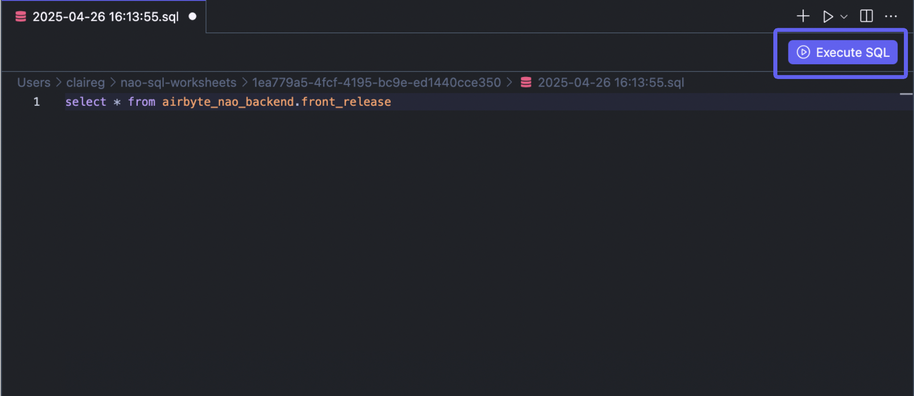 Execute SQL