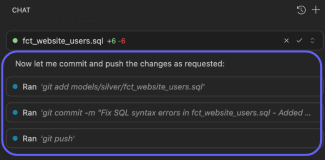 Run terminal commands in chat